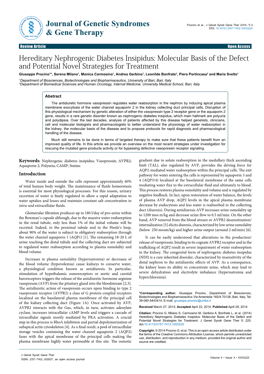 Hereditary Nephrogenic Diabetes Insipidus