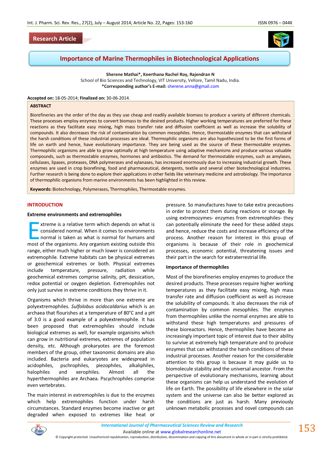 Importance of Marine Thermophiles in Biotechnological Applications