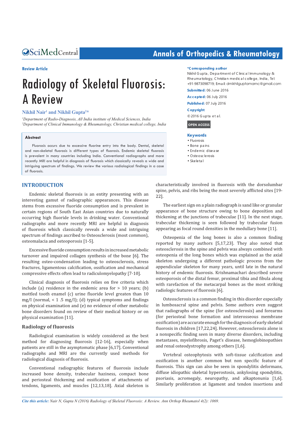 Radiology of Skeletal Fluorosis