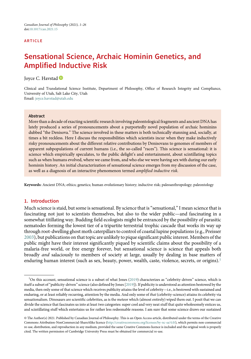 Sensational Science, Archaic Hominin Genetics, and Amplified Inductive Risk