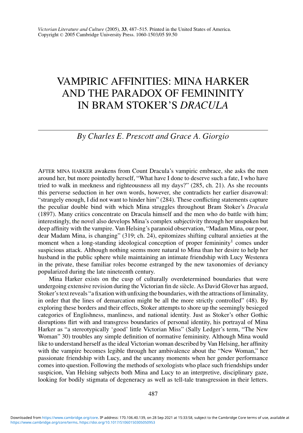 Mina Harker and the Paradox of Femininity in Bram Stoker's Dracula