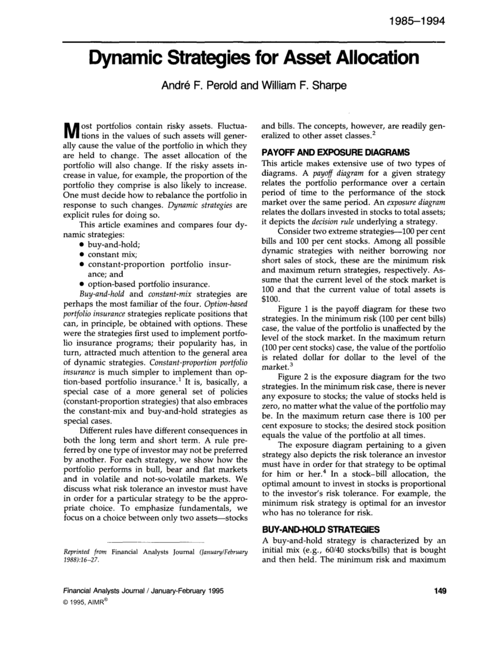 Dynamic Strategies for Asset Allocation