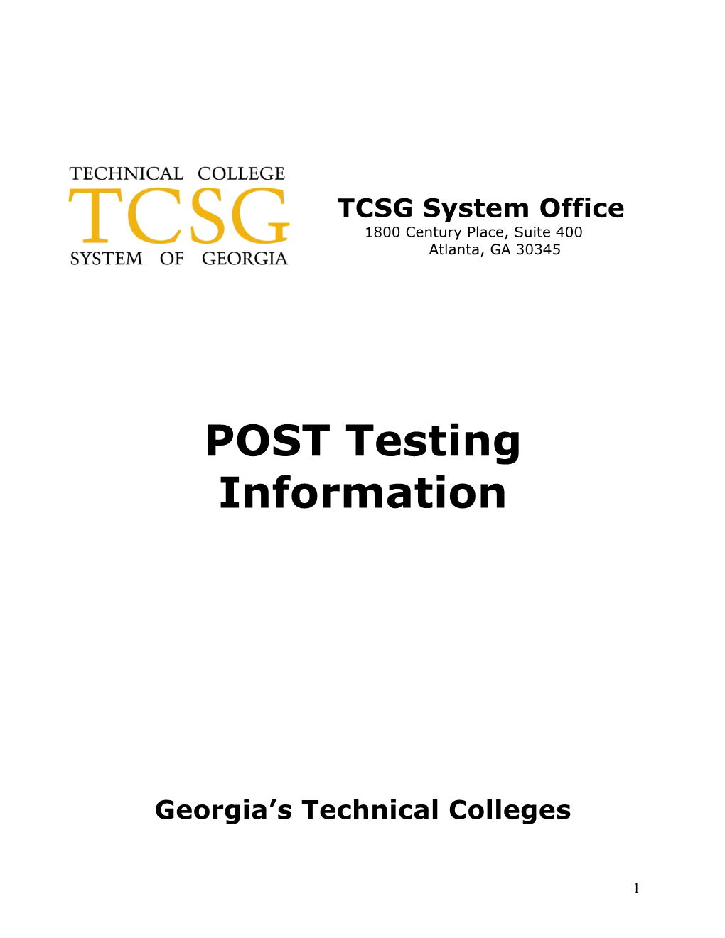 POST Testing Information