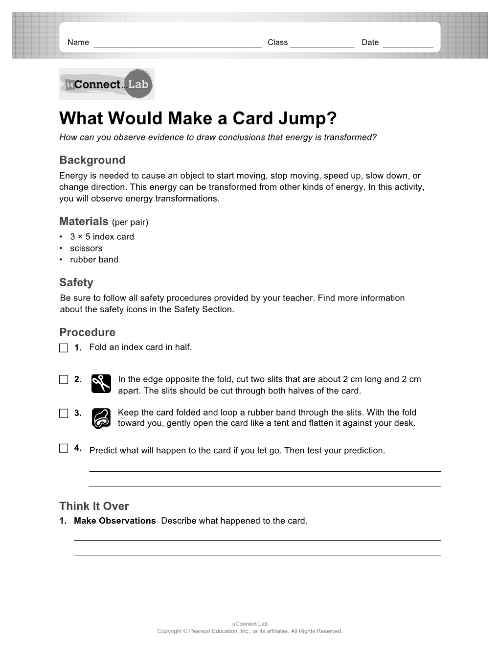 What Would Make a Card Jump? How Can You Observe Evidence to Draw Conclusions That Energy Is Transformed?