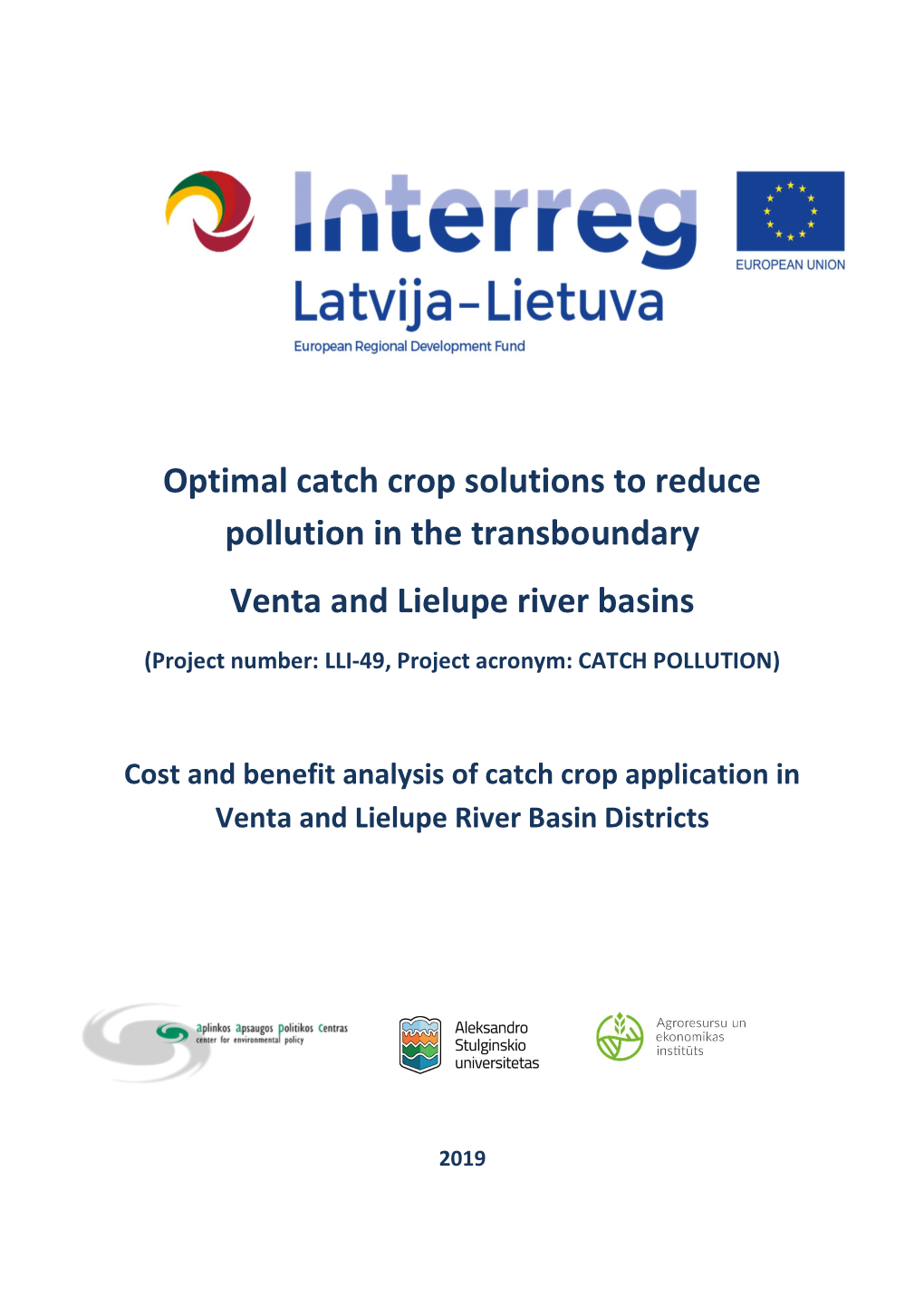 Optimal Catch Crop Solutions to Reduce Pollution in the Transboundary Venta and Lielupe River Basins
