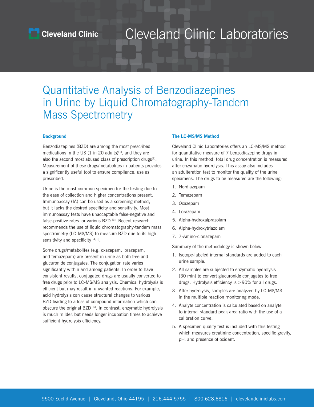 Quantitative Analysis of Benzodiazepines in Urine by Liquid Chromatography-Tandem Mass Spectrometry