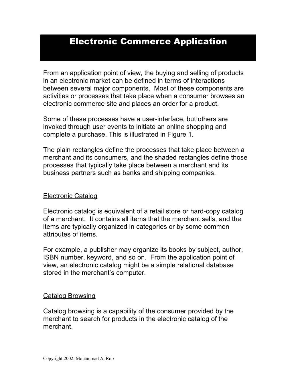 Components of an Electronic Commerce Application