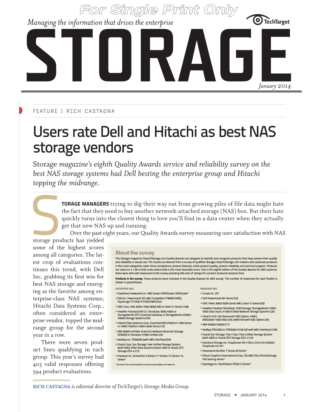 Users Rate Dell and Hitachi As Best NAS Storage Vendors