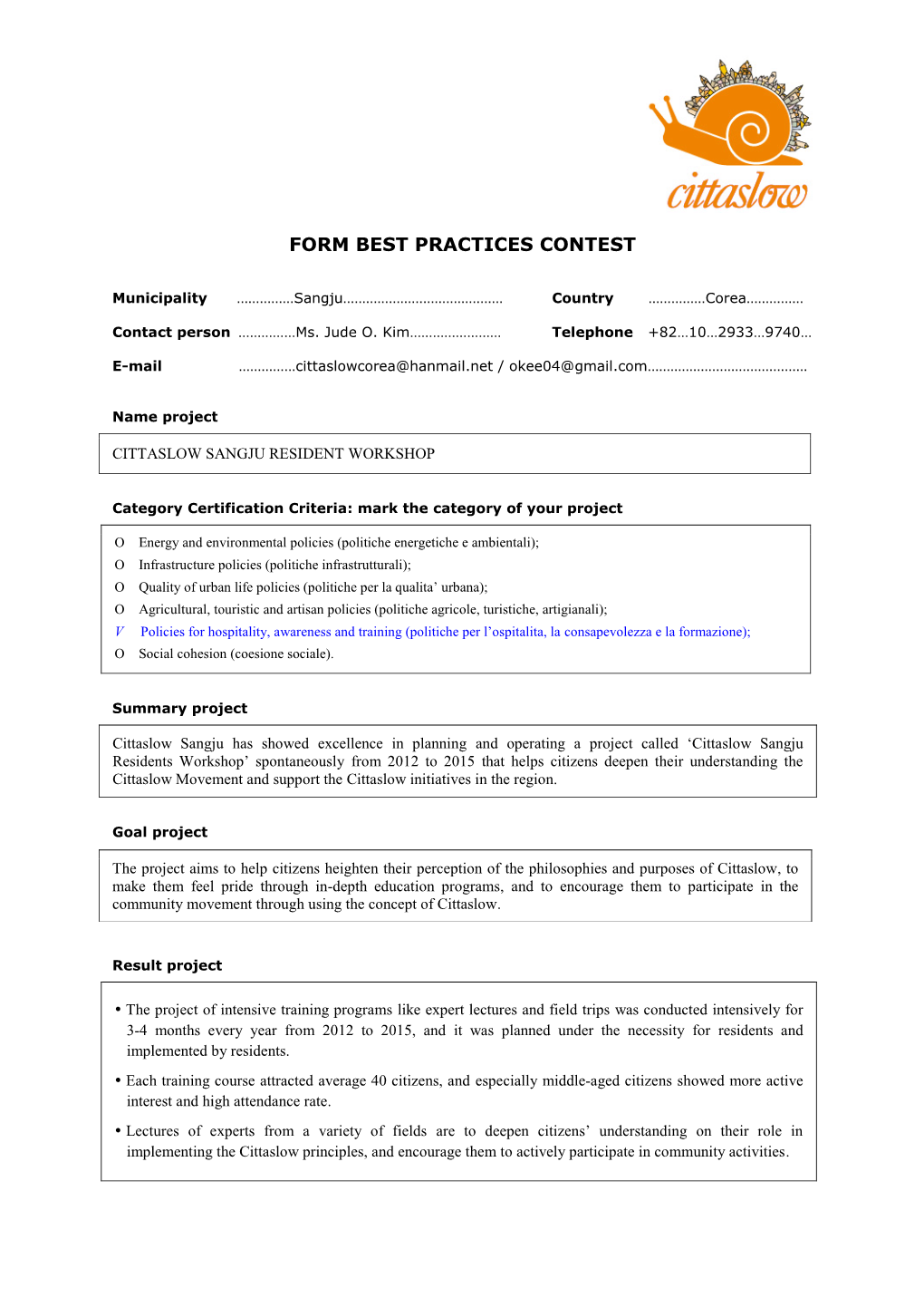 Form Best Practices Contest