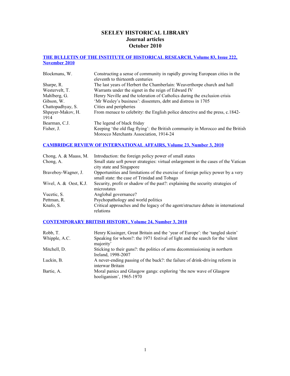 THE BULLETIN of the INSTITUTE of HISTORICAL RESEARCH, Volume 83, Issue 222