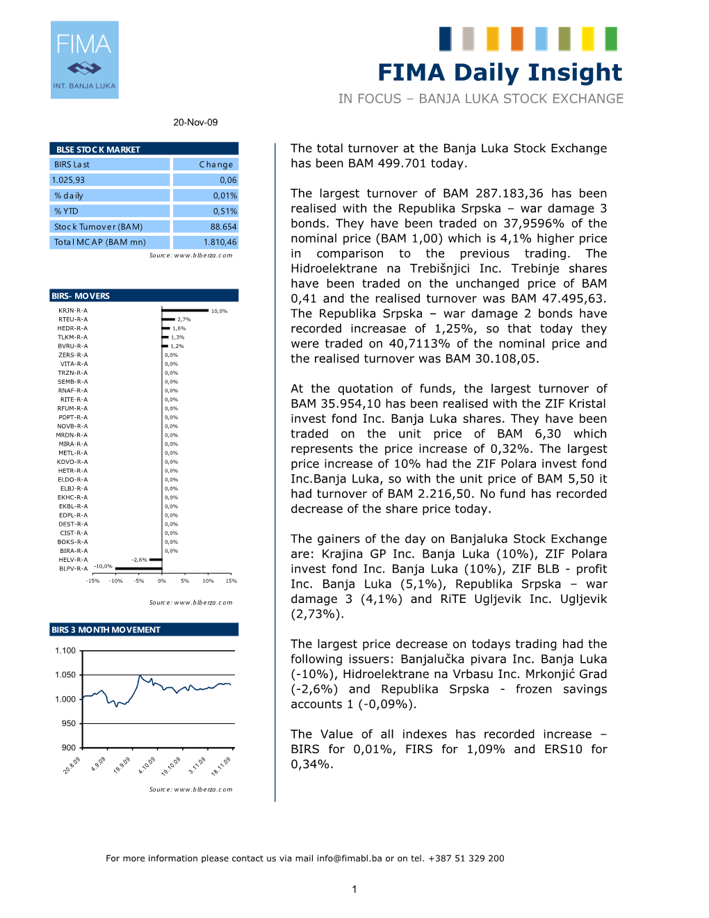 FIMA Daily Insight in FOCUS – BANJA LUKA STOCK EXCHANGE