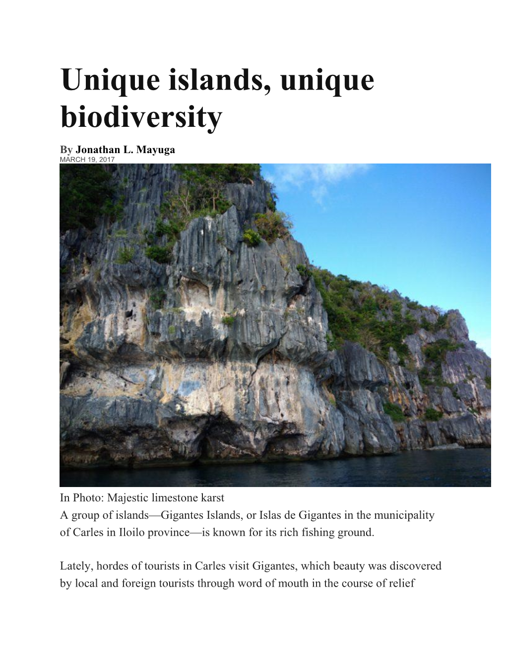 Unique Islands, Unique Biodiversity by Jonathan L