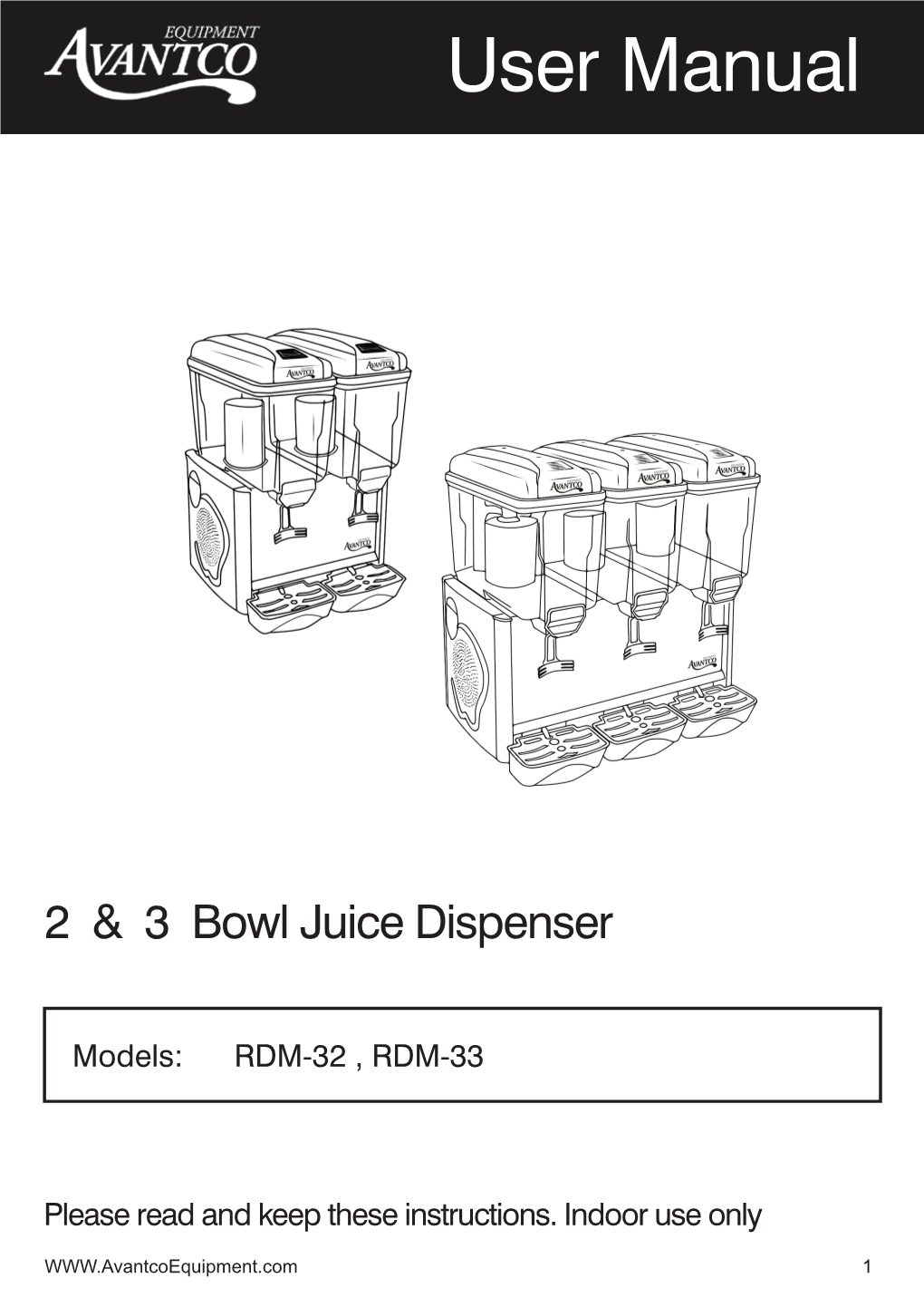 Avantco 2 and 3 Bowl Juice Machine Instruction 2018 R2