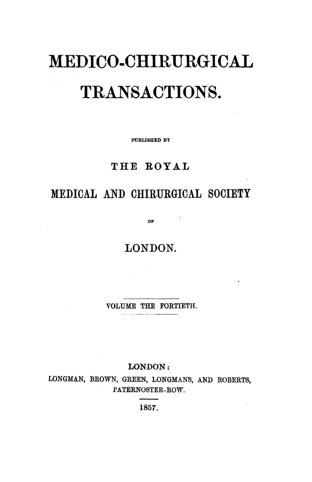 Medical and Chirurgical Society