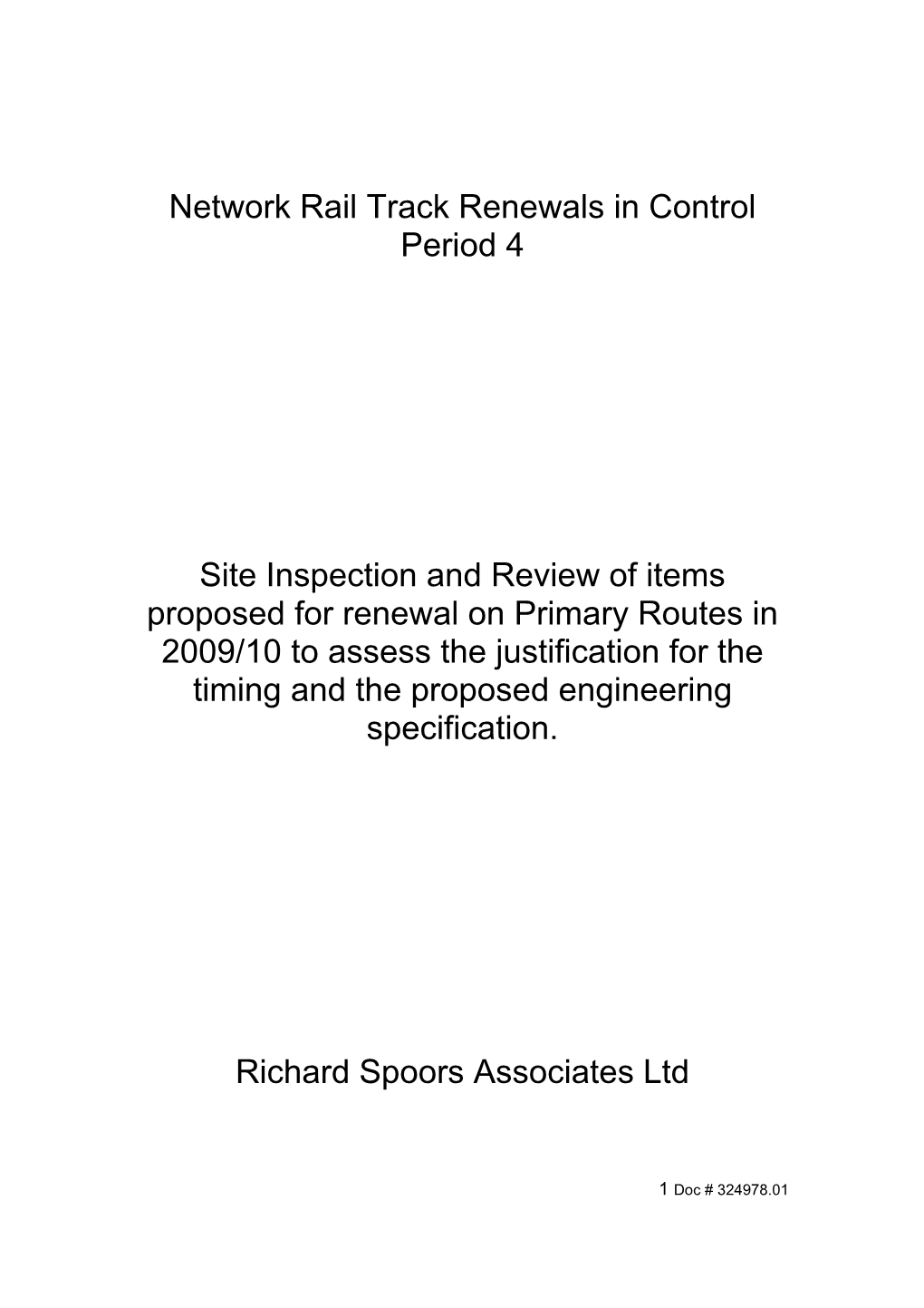 Network Rail Track Renewals in Control Period 4 Site Inspection