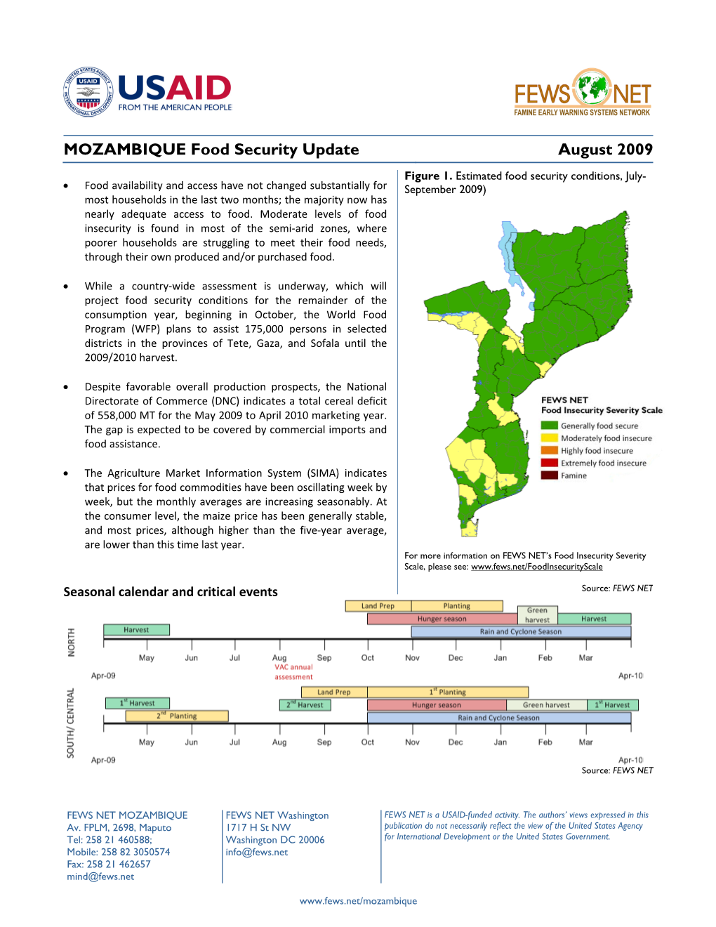 MOZAMBIQUE Food Security Update August 2009