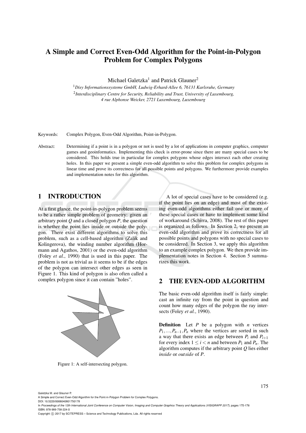 A Simple and Correct Even-Odd Algorithm for the Point-In-Polygon Problem for Complex Polygons