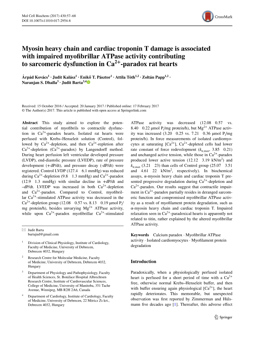 Myosin Heavy Chain and Cardiac Troponin T Damage Is Associated