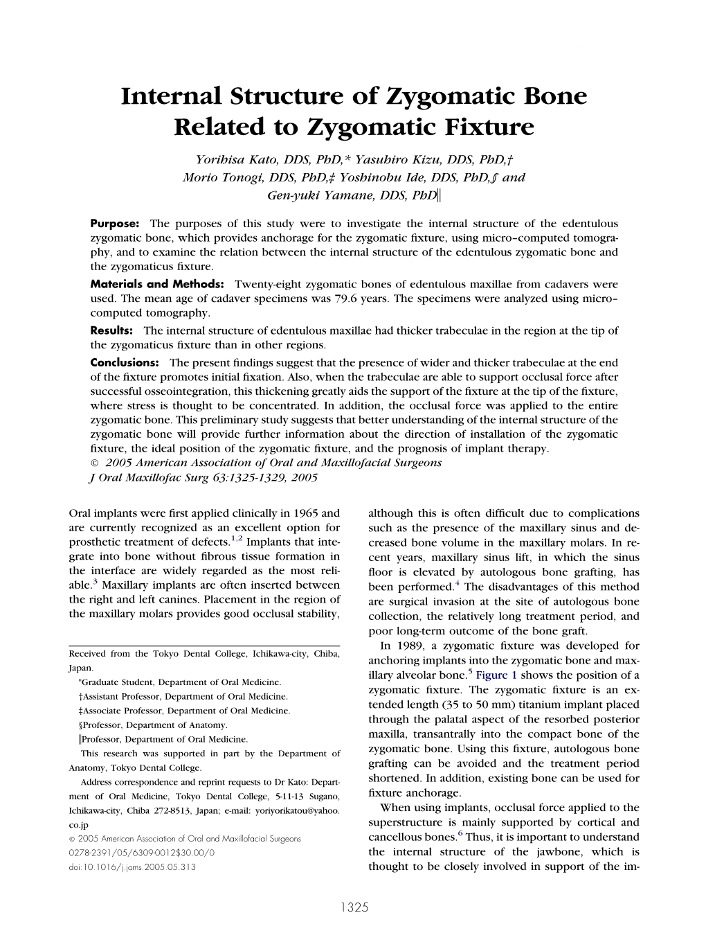 Internal Structure of Zygomatic Bone Related to Zygomatic Fixture