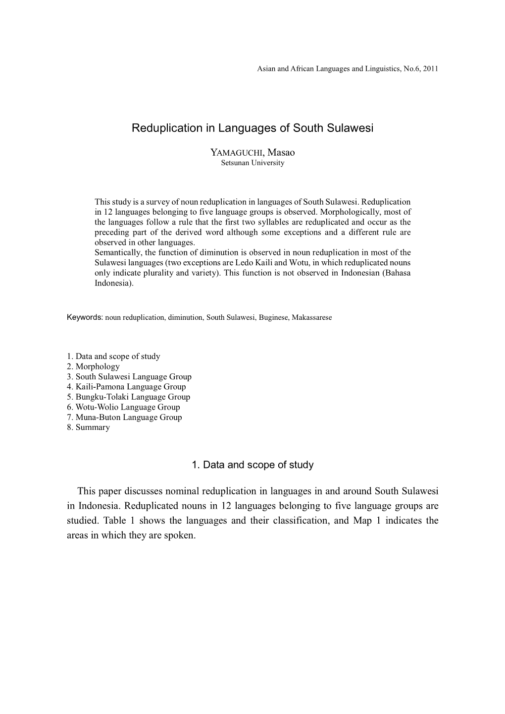 Reduplication in Languages of South Sulawesi