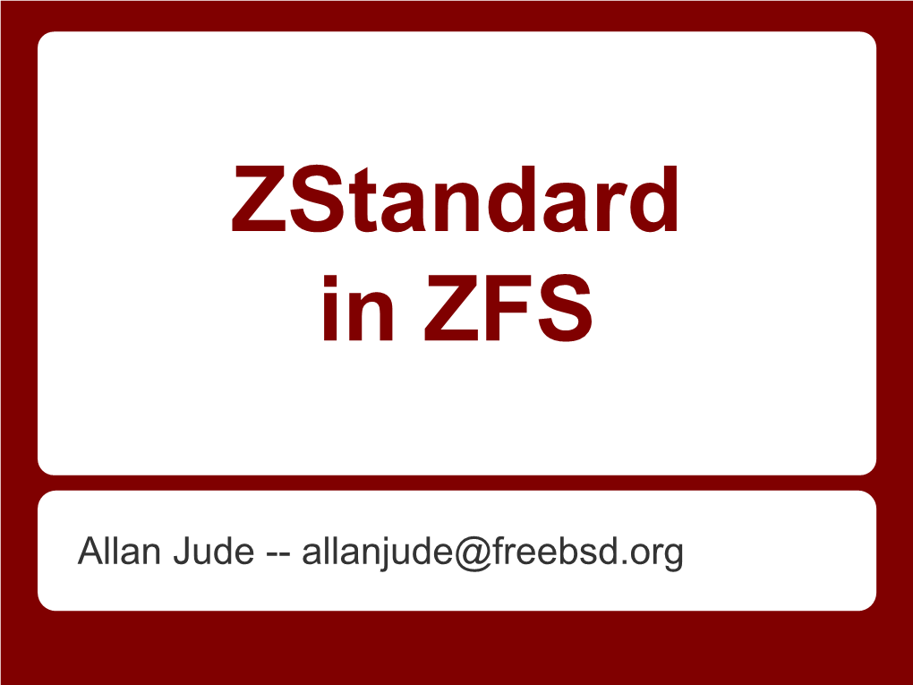 Zstandard in ZFS