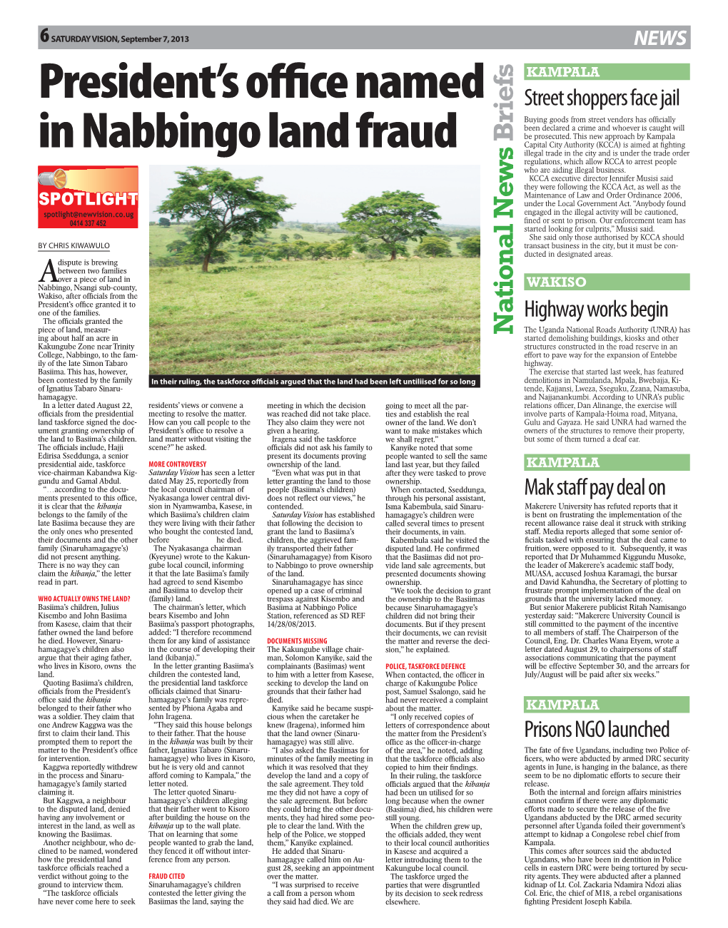 President's Office Named in Nabbingo Land Fraud