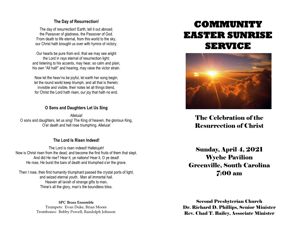 Community Easter Sunrise Service