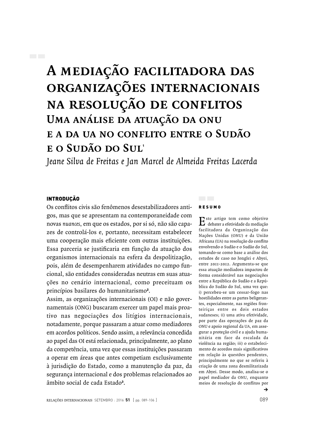 A Mediação Facilitadora Das Organizações Internacionais Na