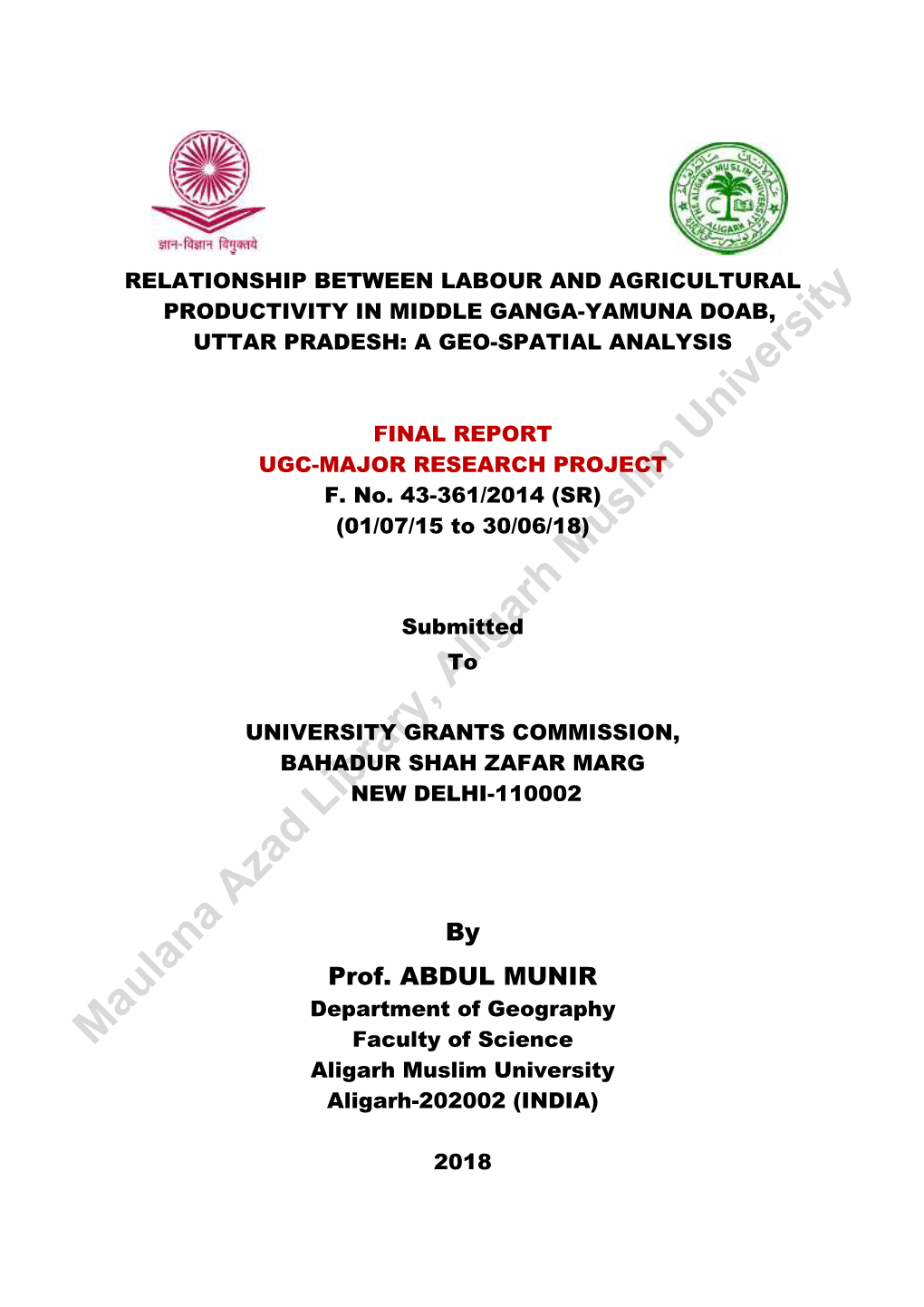 Maulana Azad Library, Aligarh Muslim University Acknowledgements