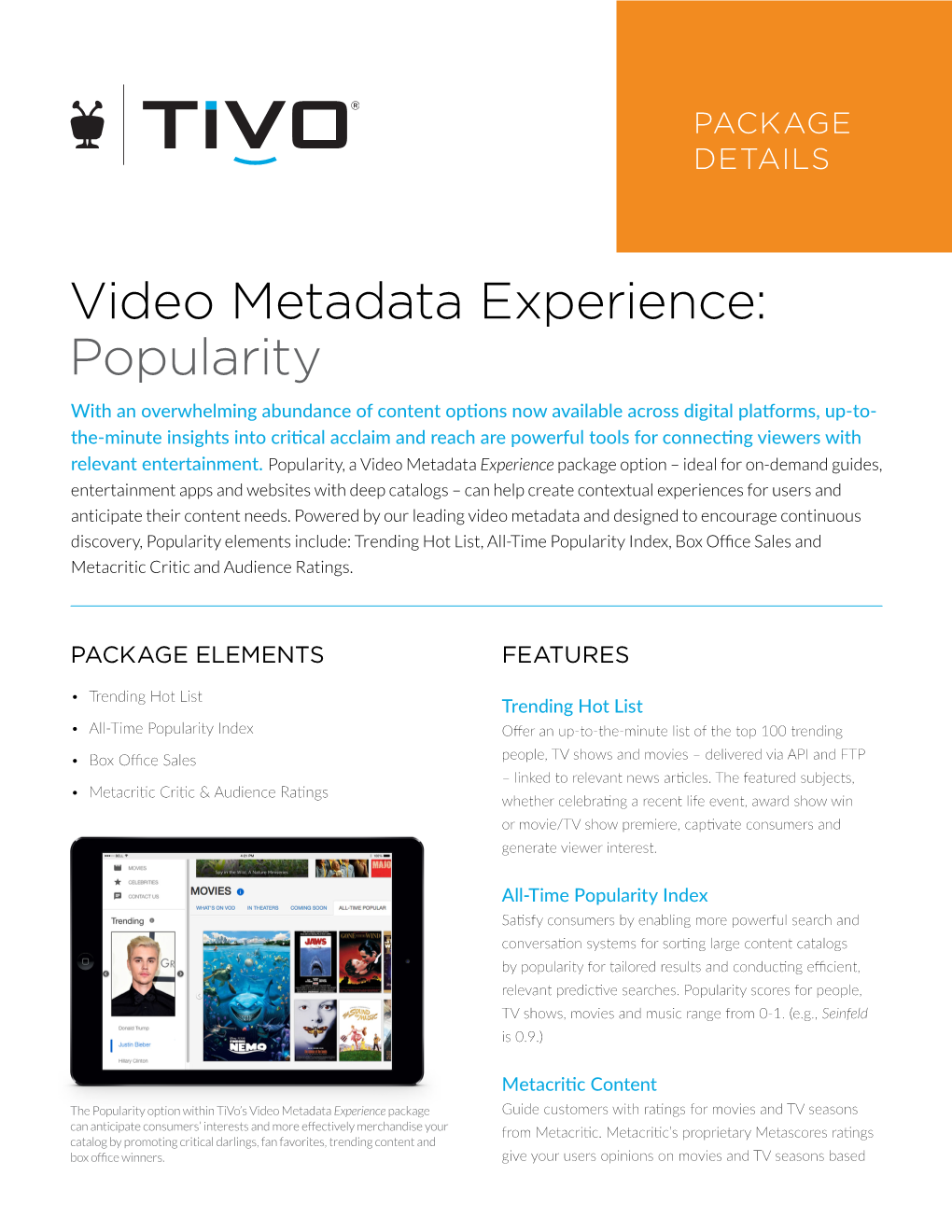 Video Metadata Experience: Popularity Package Details