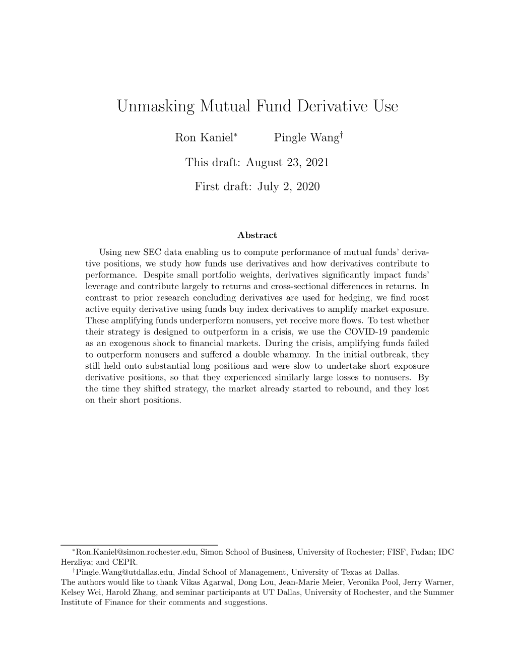 Unmasking Mutual Fund Derivative Use