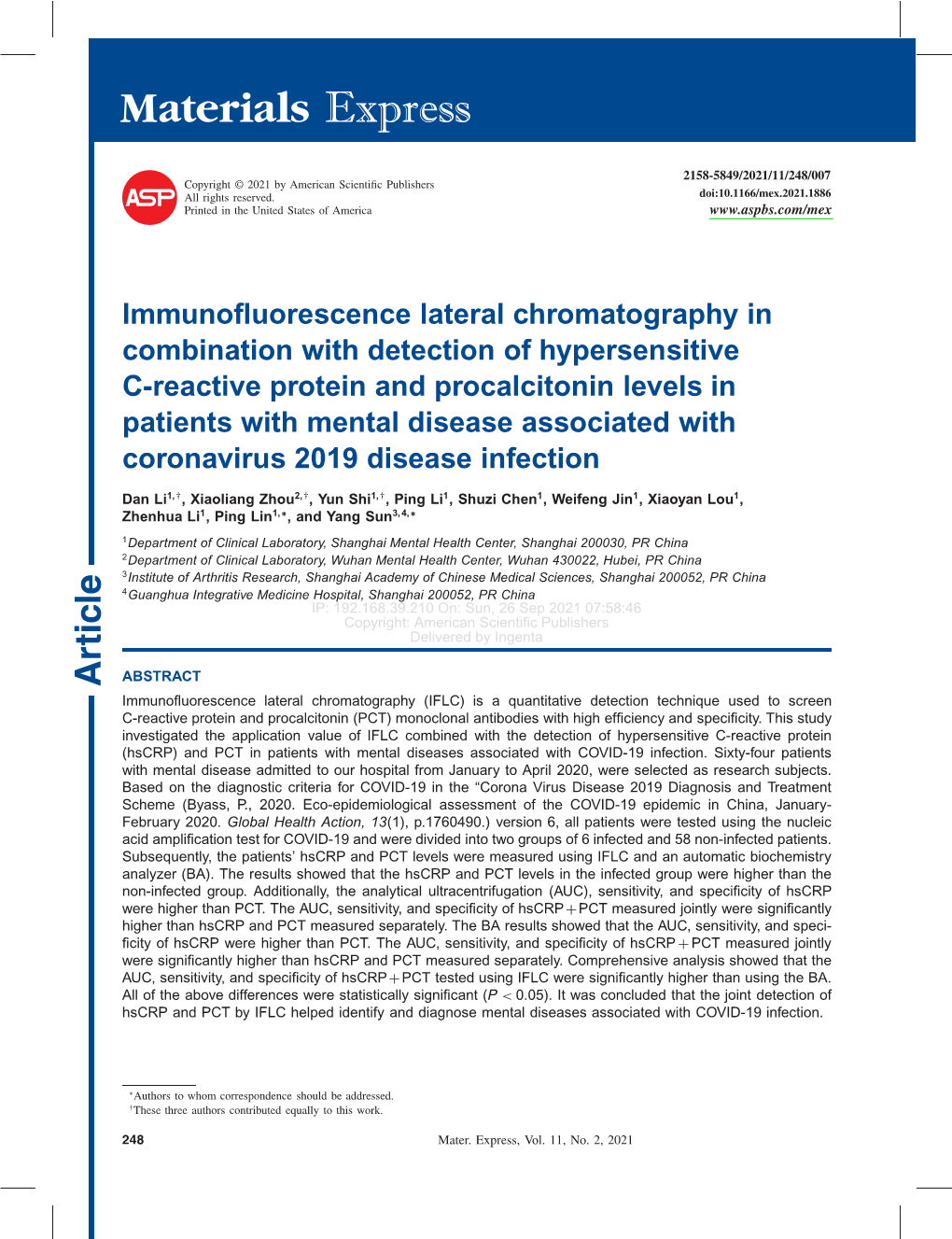 Immunofluorescence Lateral Chromatography in Combination