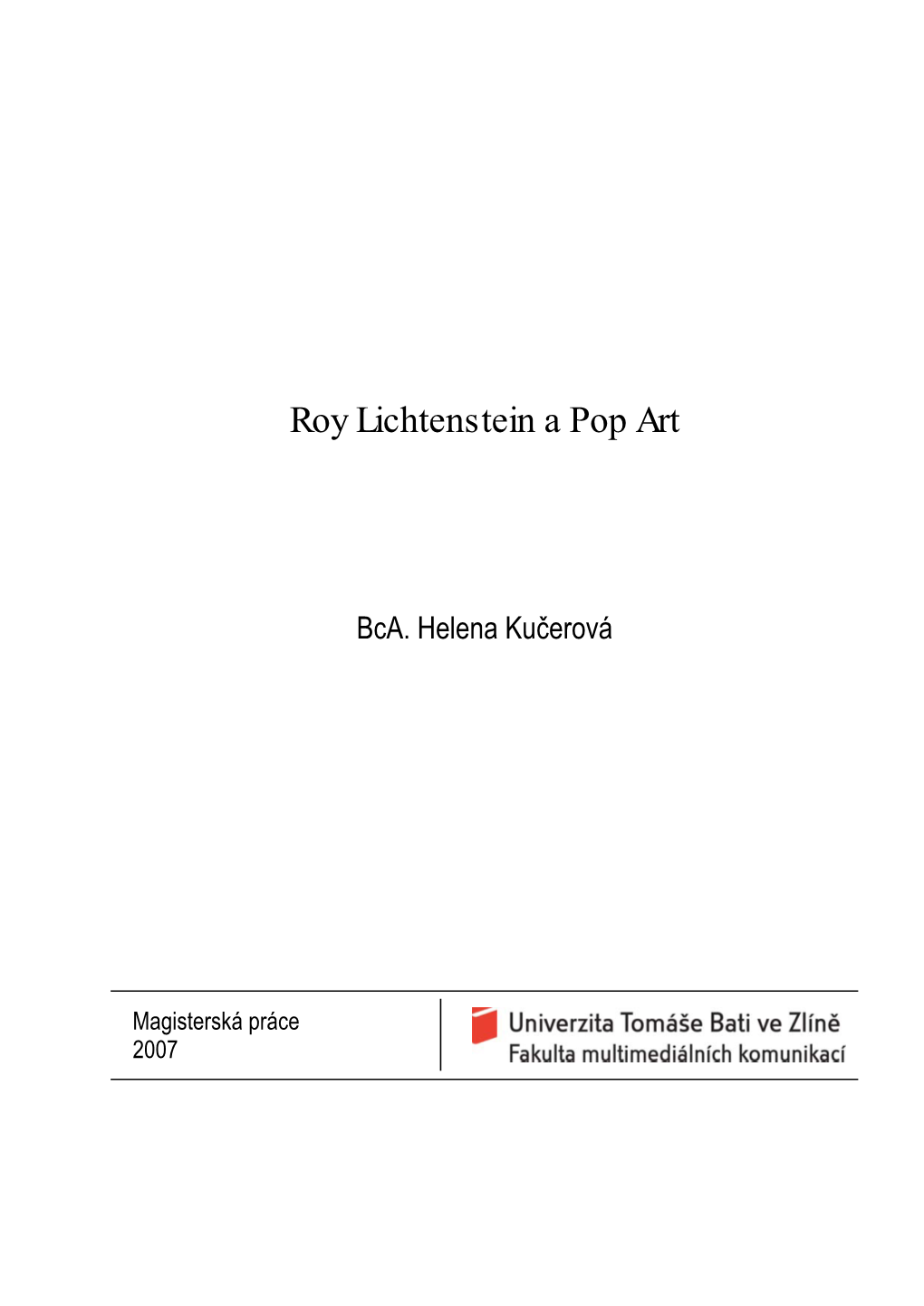 Roy Lichtenstein a Pop Art