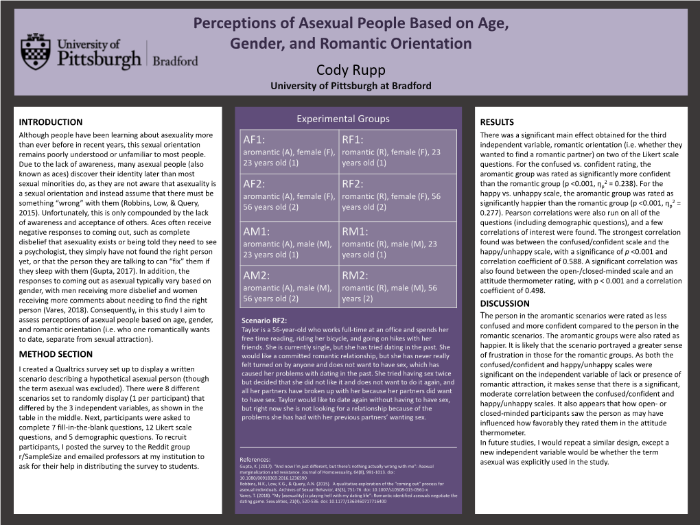 Perceptions of Asexual People Based on Age,Gender, and Romantic