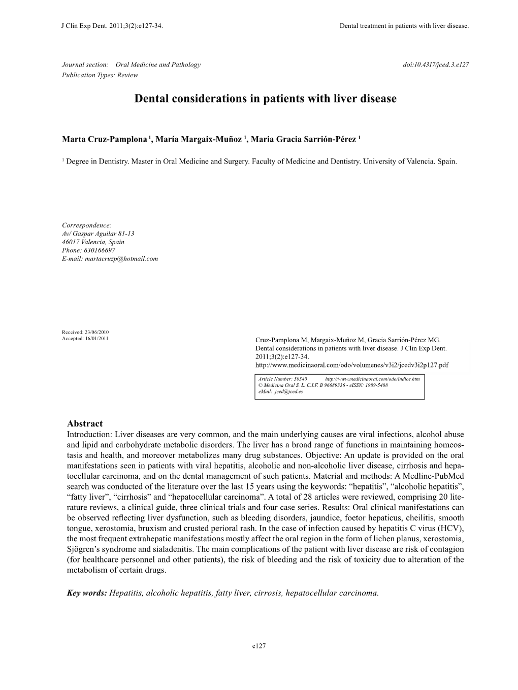 Dental Considerations in Patients with Liver Disease