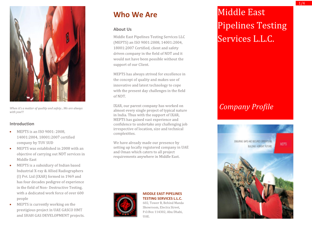 Middle East Pipelines Testing Services L.L.C