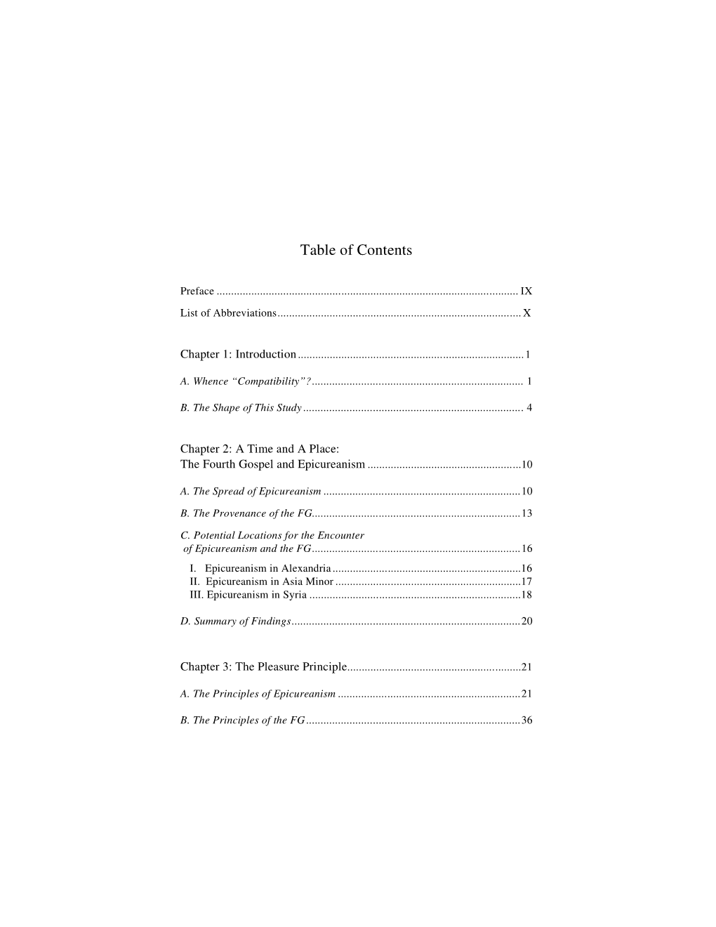 Table of Contents