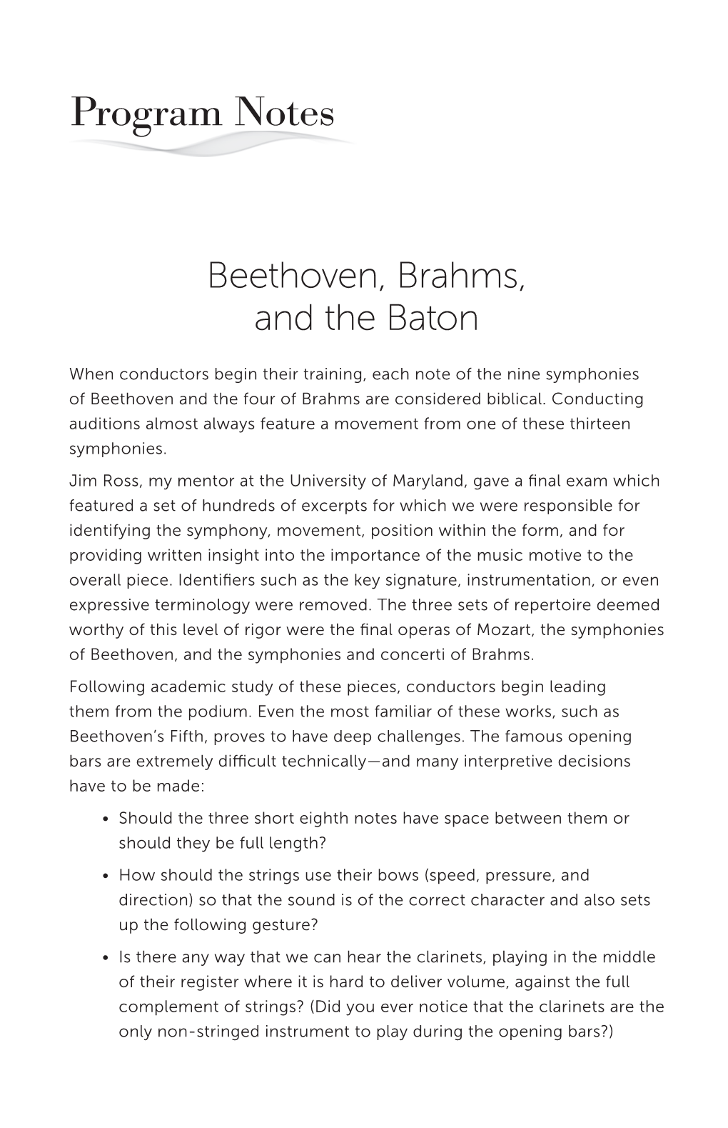 Beethoven's Fifth Program Notes