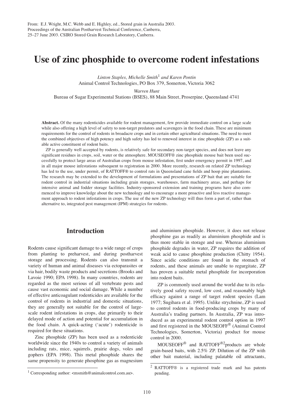 Use of Zinc Phosphide to Overcome Rodent Infestations