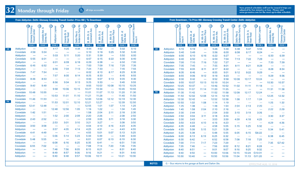 32 Monday Through Friday 32 Glen 32 Price