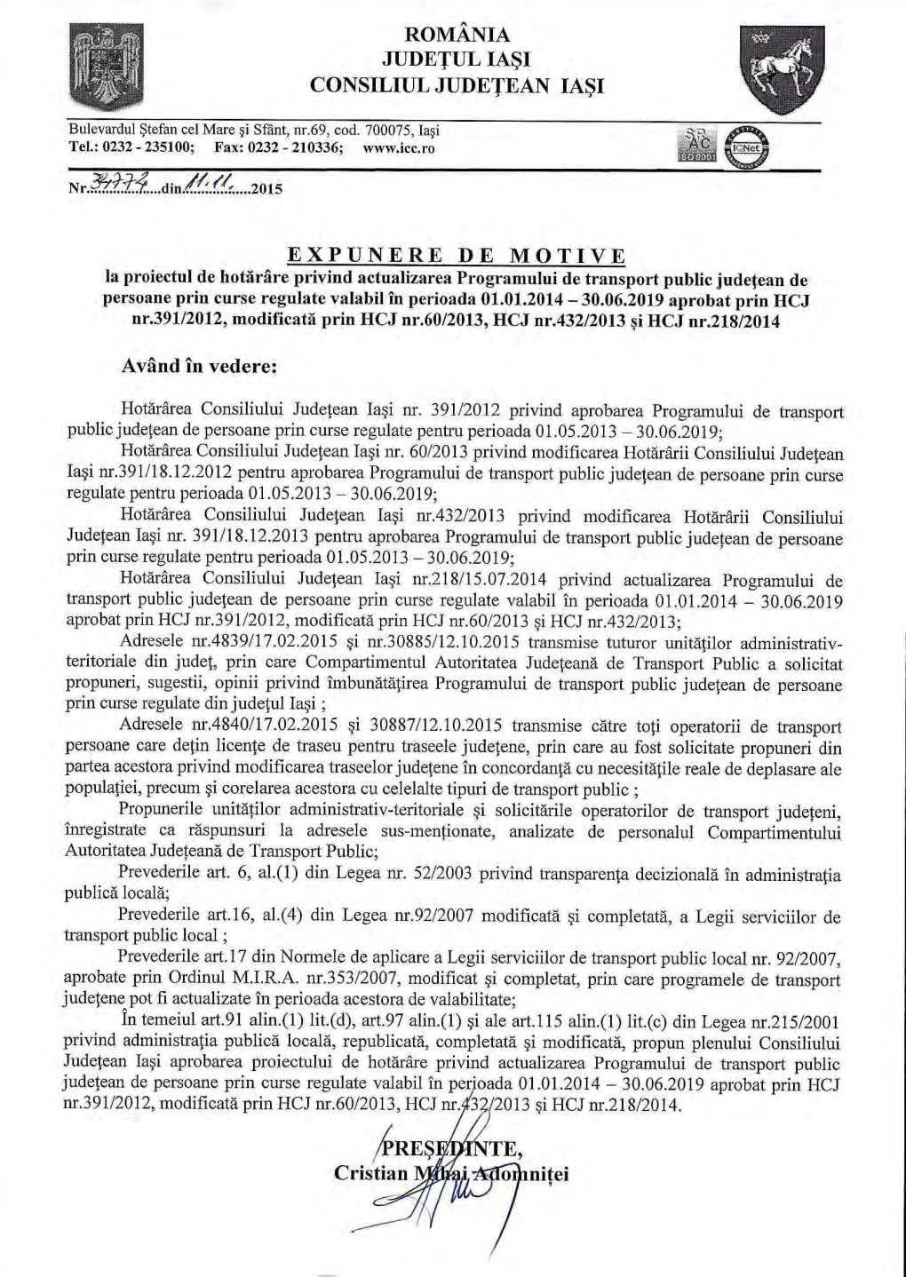 Proiect De Hotărâre Privind Actualizarea Programului De