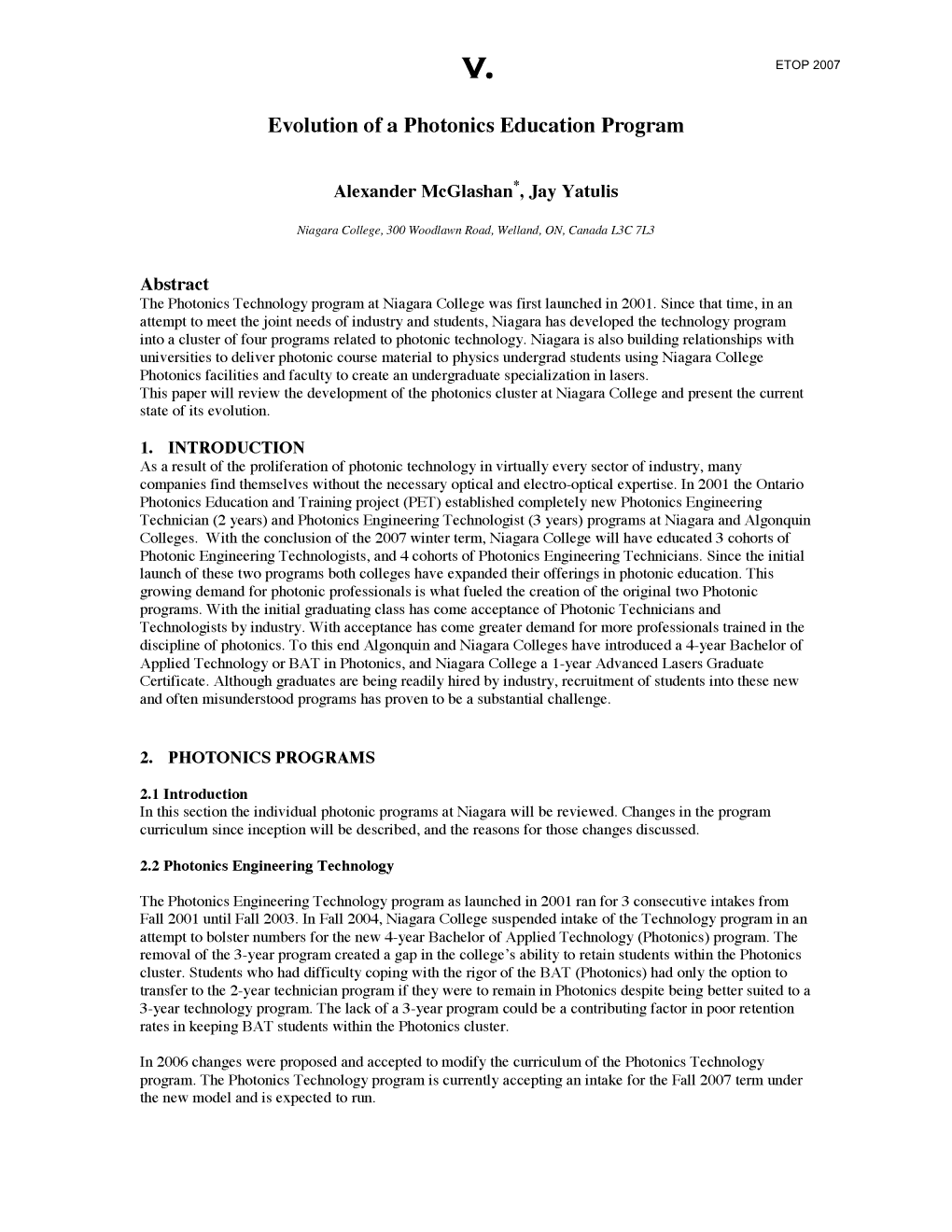 Evolution of a Photonics Education Program