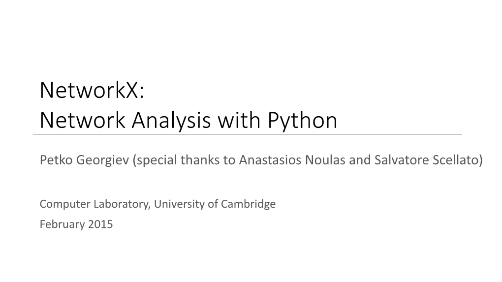 Networkx: Network Analysis with Python