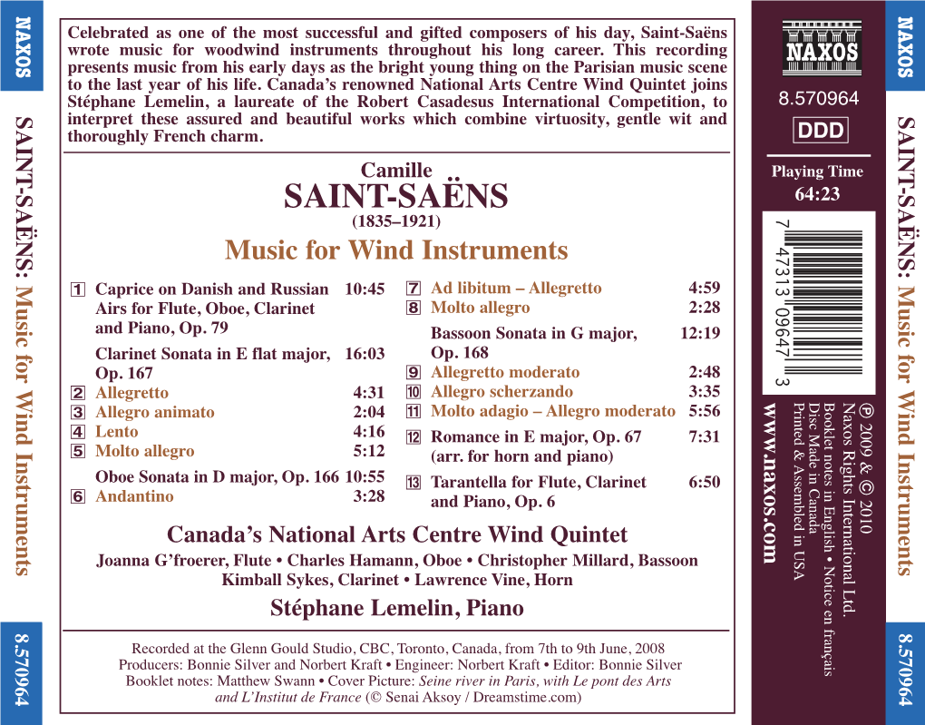 Saint-Saëns Wrote Music for Woodwind Instruments Throughout His Long Career