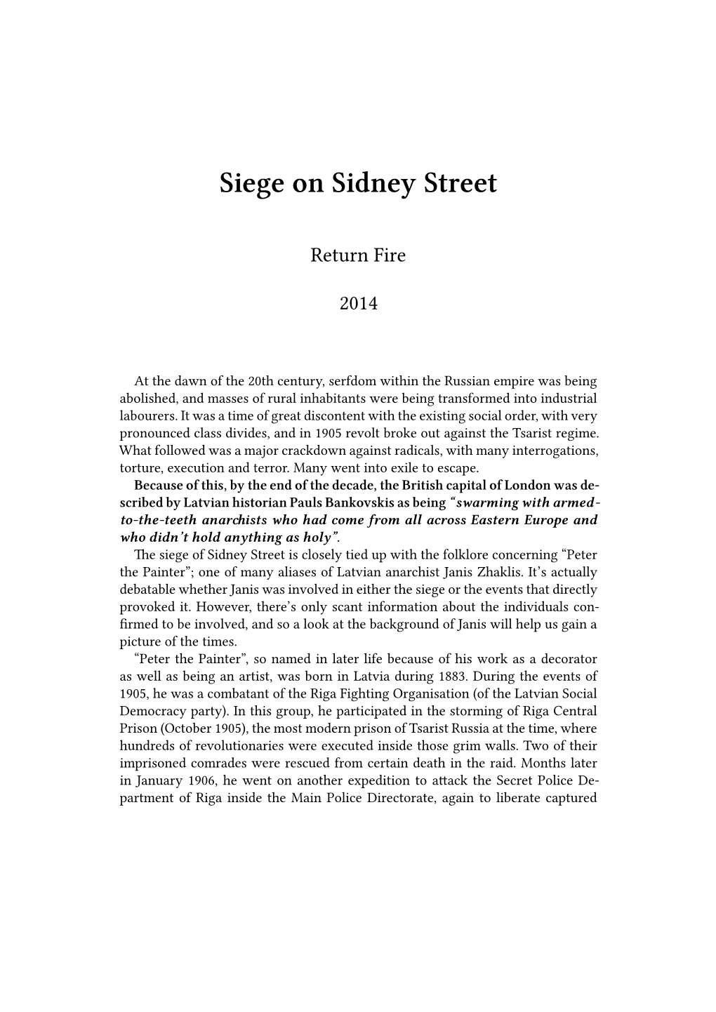 Siege on Sidney Street