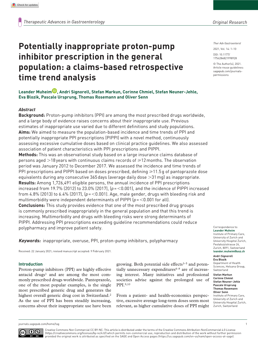 Potentially Inappropriate Proton-Pump Inhibitor Prescription in The