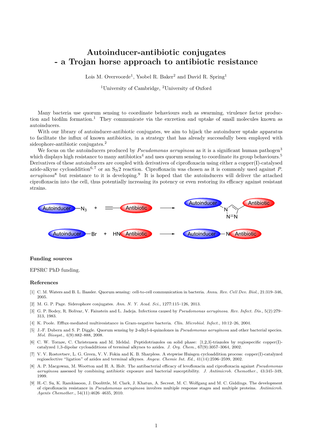 Autoinducer-Antibiotic Conjugates - a Trojan Horse Approach to Antibiotic Resistance