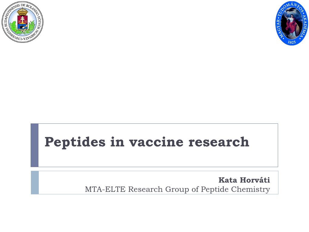 Peptides in Vaccine Research