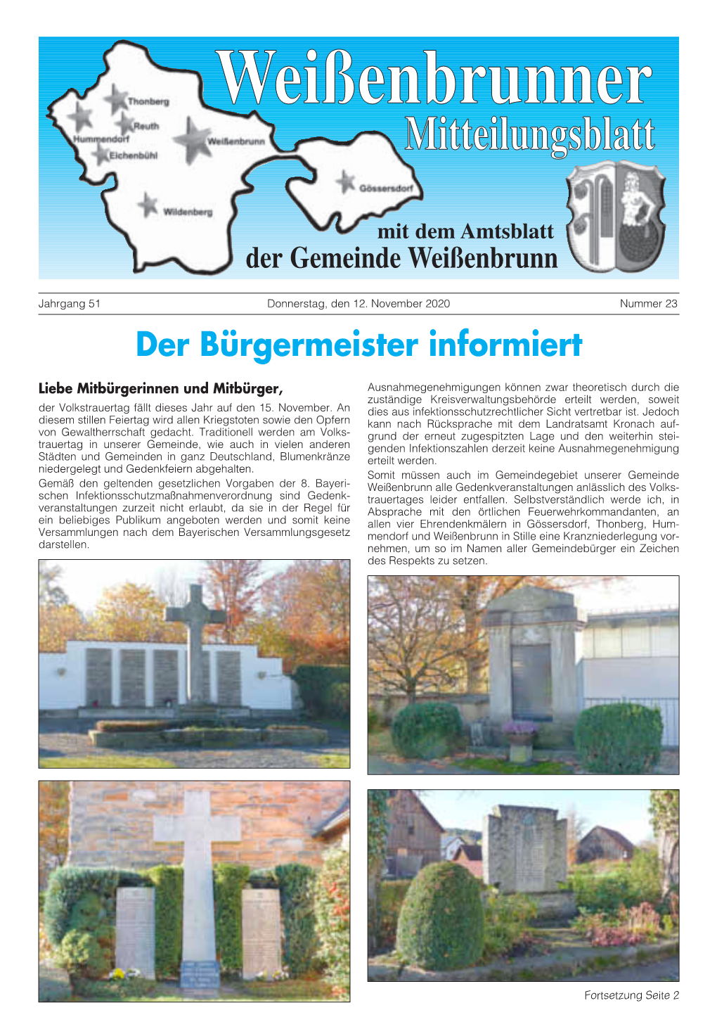 Mitteilungsblatt Nr. 23 Vom 12.11.2020