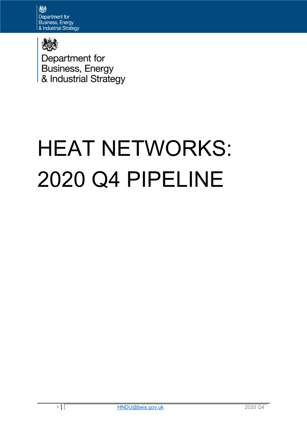 Heat Networks Project Pipeline October to December 2020